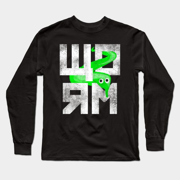 Green Worm On A String Meme Retro Style Magic Fuzzy Worm Long Sleeve T-Shirt by YourGoods